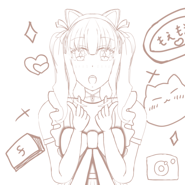猫メイド (線画）