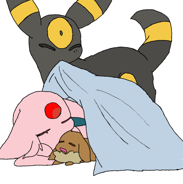 Psiana,Evoli und Nachtara schlafend