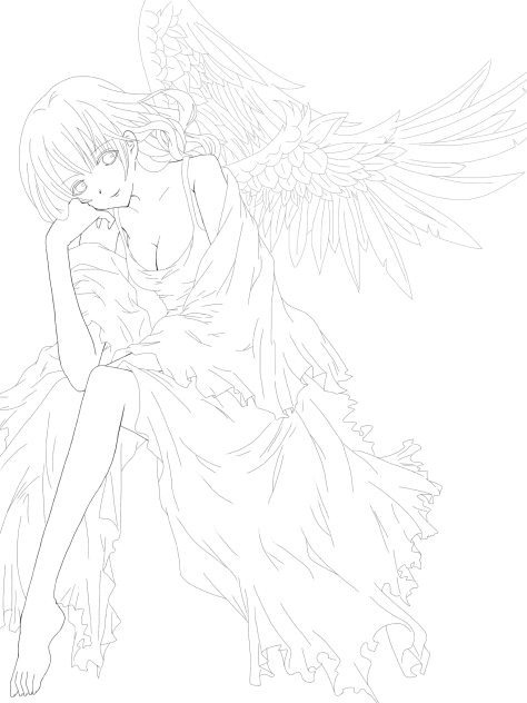 天使さん 線画(これから塗りに入るため中途半端w)
