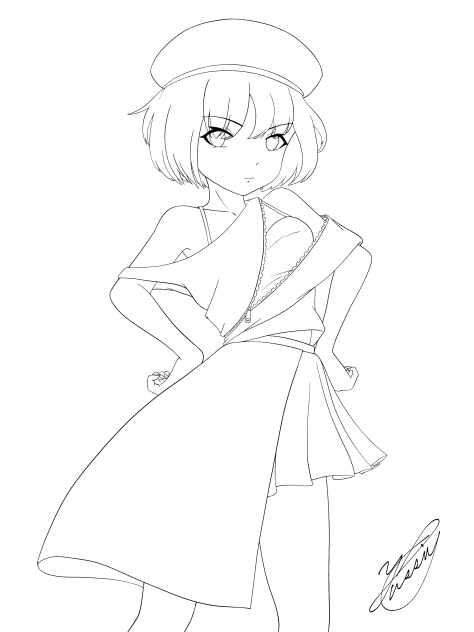 Angry Girl（線画）