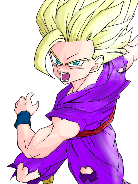 スーパーサイヤ人ご飯(幼少期)描いてみた