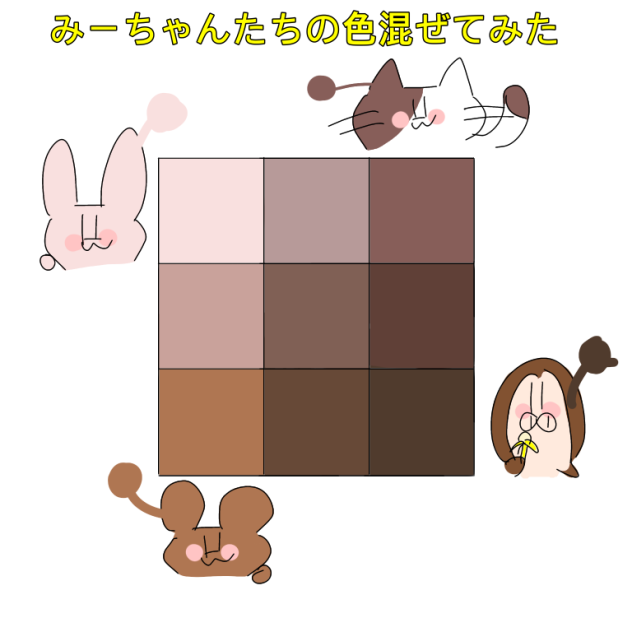 みーちゃんたちの色混ぜてみた