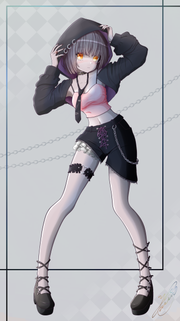 クロップドパーカーガール（全身）