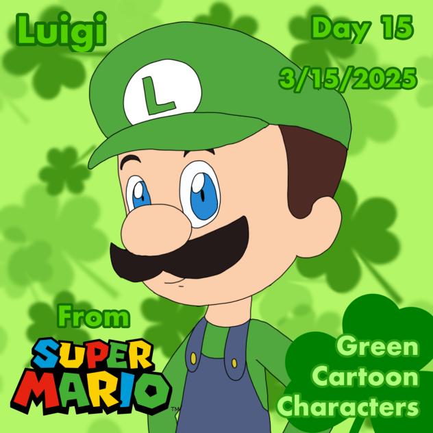 Green Cartoon Characters Day 15 Luigi