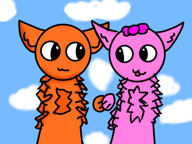 Oren&Pinki but as cats