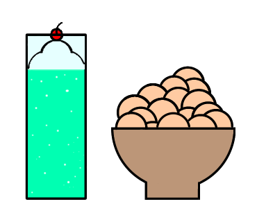 ジュースとお菓子をはじめて描きました