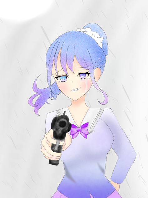銃口をむける少女