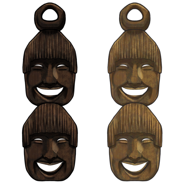 2 face wooden mask display