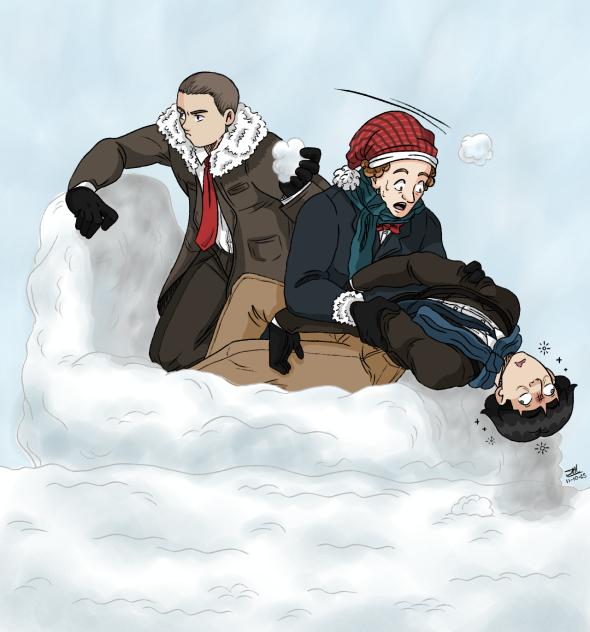 Stooges snowball fight