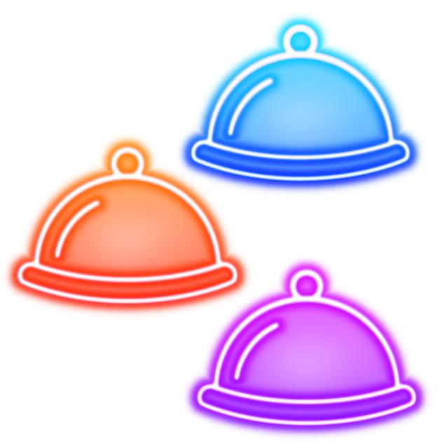 Food Cloche neon icons2