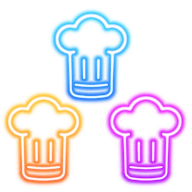 Chef hat neon icons