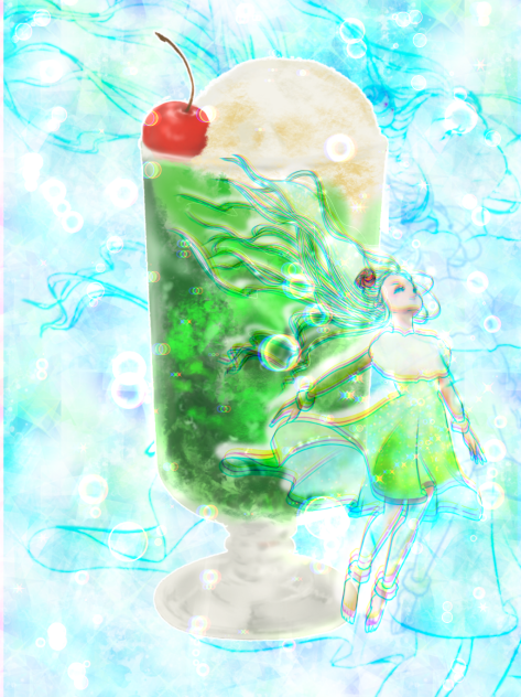 クリームソーダを擬人化してみた。