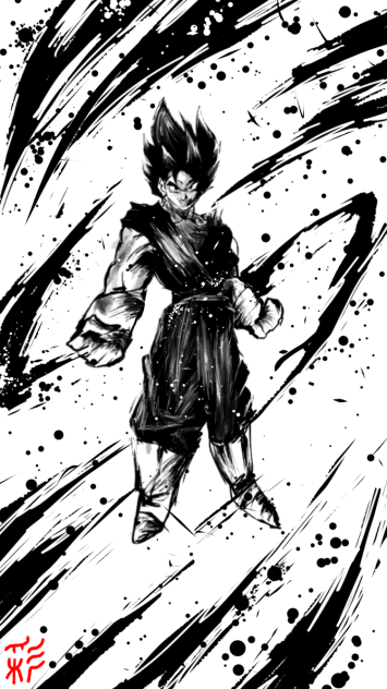 ドラゴンボール ベジット　モノクロ ベジット #イラスト #ドラゴンボール #illustration #dragonball