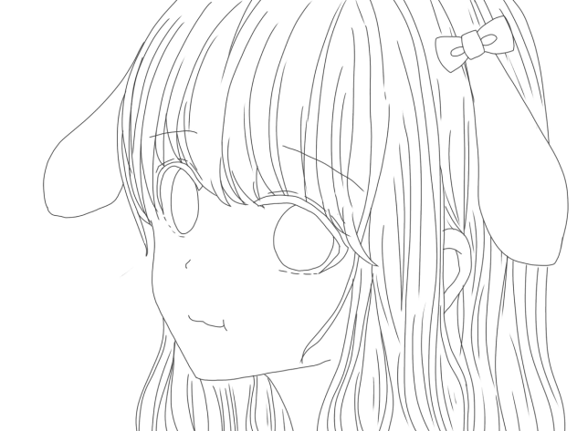 線画 けも耳 うさぎ
