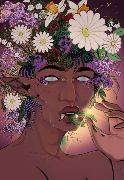 redraw of an old painting flower boy