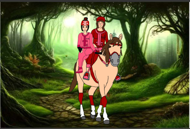 Wendy & Suzume Ride Horse On Road.