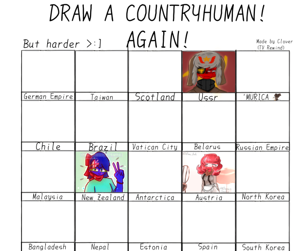 Draw a Countryhuman again! (but harder)