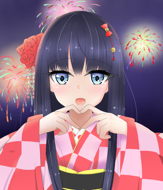 浴衣 with 花火