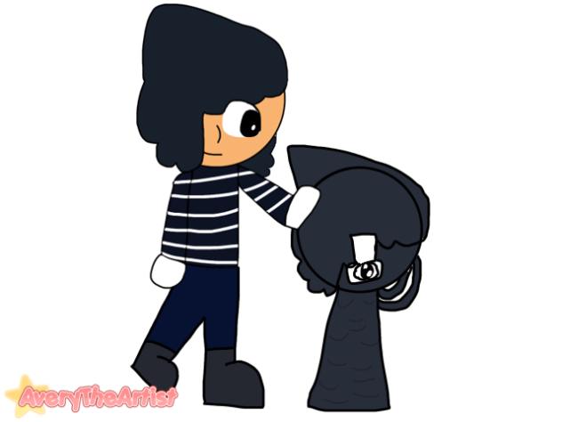 Blot petting Blot Jr. (D’s W Human AU)