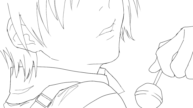 フリー線画⑯　らくがき