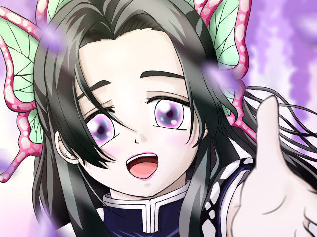 鬼滅の刃 胡蝶カナエ（水彩+エアブラシ仕上げ）