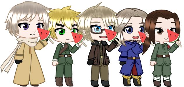 Allied Forces eating watermelon