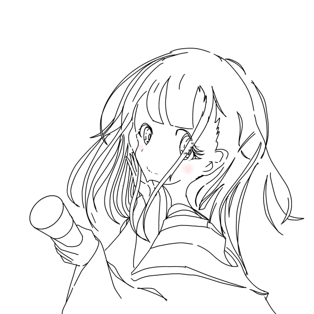 化粧水を渡す着物を着た少女