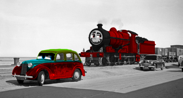 Sam and the multicolored car
