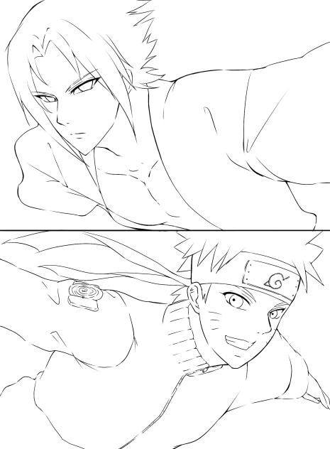 【Line drawing線画】NARUTO Sasuke Naruto