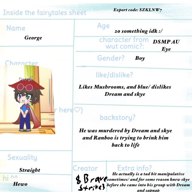 Inside the fairytales character sheet