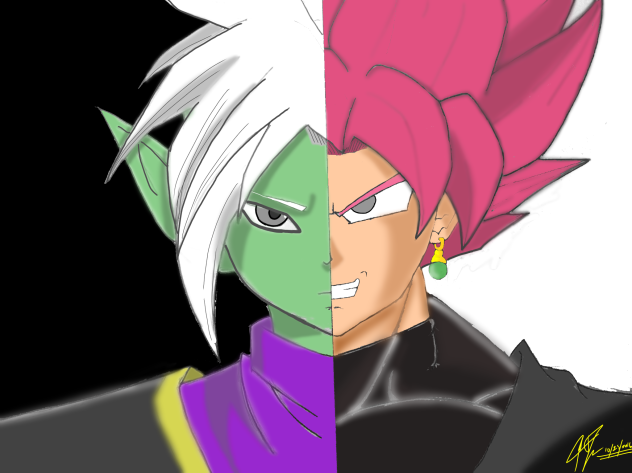 Goku Black and Zamasu Split Art