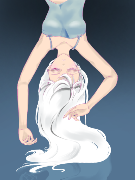 女の子の落書きに色塗り