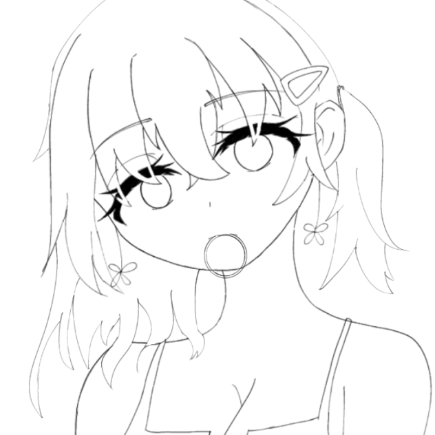 結び途中　線画