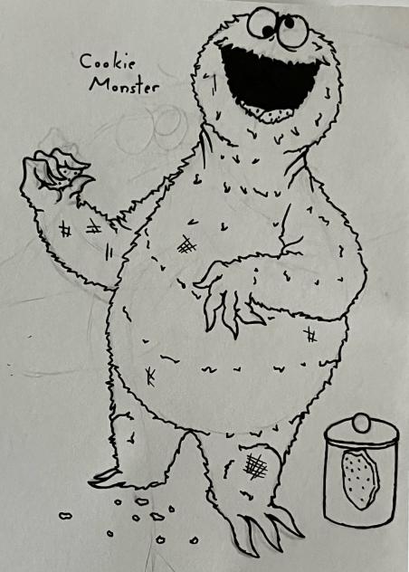 I love drawing Cookie Monster now