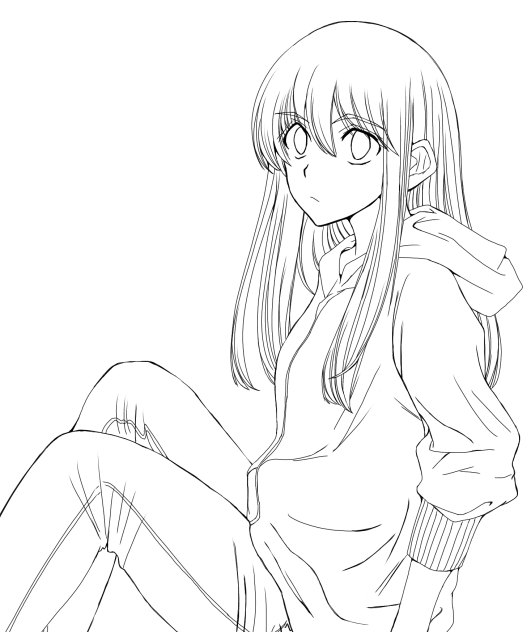 座る女の子　下絵　途中