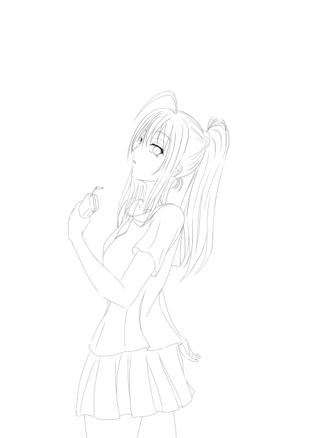 線画 ポニーテールっていいよね♪