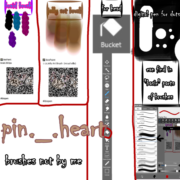 brushes I used for my character pin