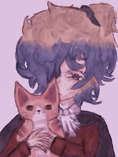 He stole the cat plushie
