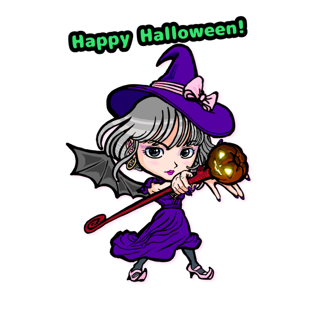 ハッピーハロウィン🎃魔女　コスプレ背景白