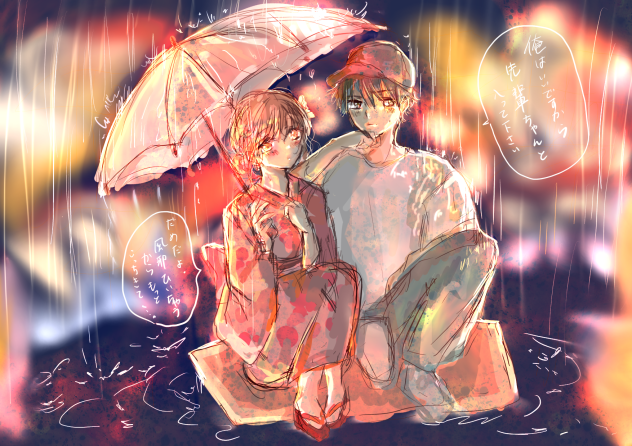 花火大会、雨は突然に…。