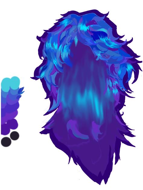 blue purple mystical anime long hair