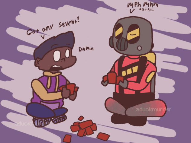 Darnell and Pyro playing Go Fish