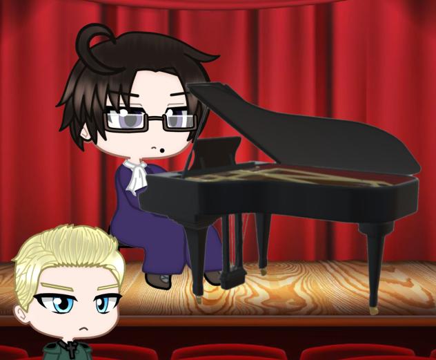 Austria playing piano on stage