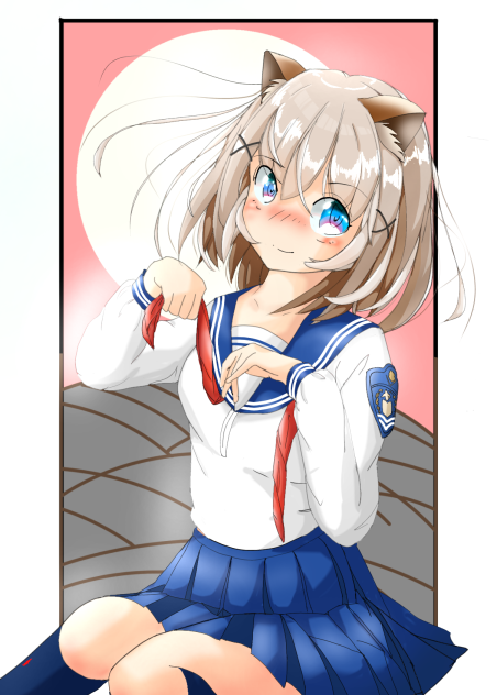 花札　猫に坊主