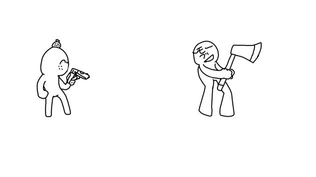 ※グロ いややっぱり斧より銃の方が強いよなぁ