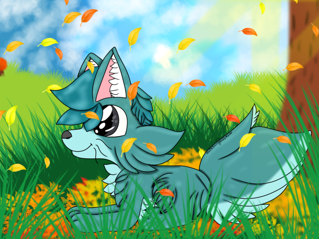 Blue Autumn Cat