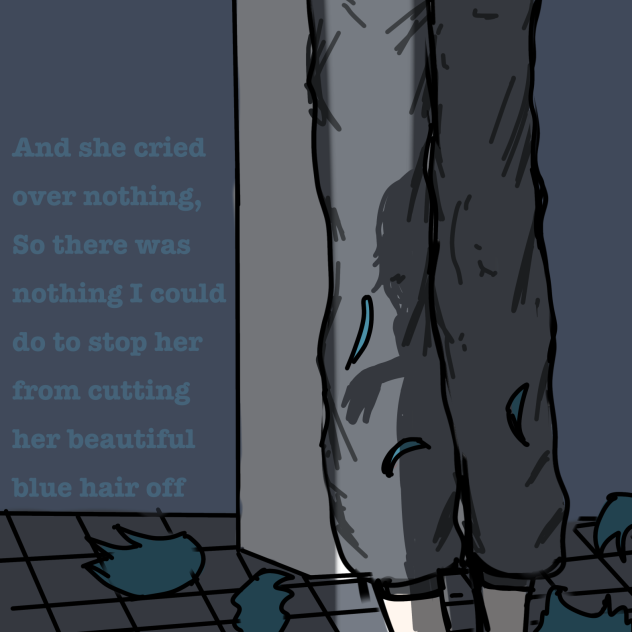 {Blue hair}