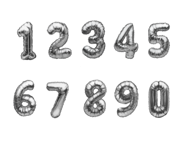 誕生日バルーン(数字)・モノクロ