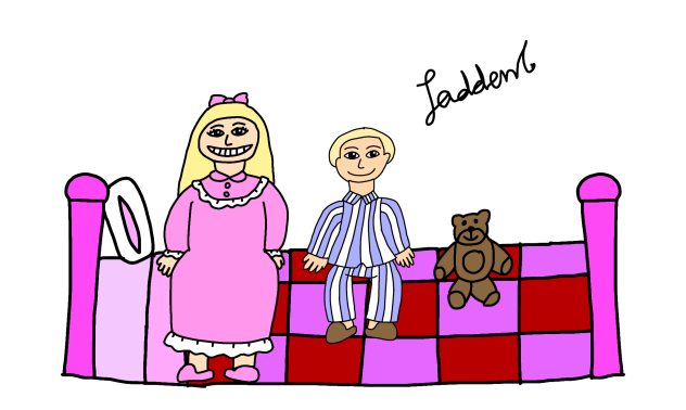 children sitting on the bed