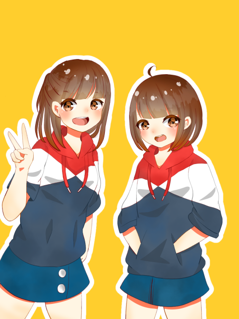 うちと友達描いた〜👀